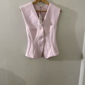 Zara Pink Sleeveless Button-Up Top